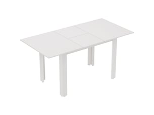 Table à manger extensible pour 4 à 6 personnes avec mécanisme papillon, rangement intégré, en mdf blanc haute brillance