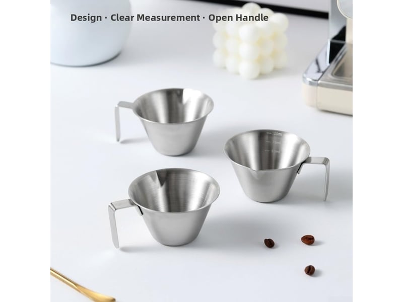 Tasse à mesurer expresso en acier inoxydable 304 avec échelle pour une mesure précise du volume du café avec bec verseur résistant aux déversements et  - Conforama E