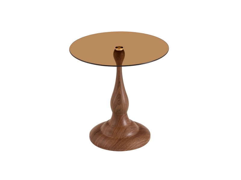 Table d’appoint ronde 50x50x51,5 cm en verre trempé et métal marron  - Conforama A