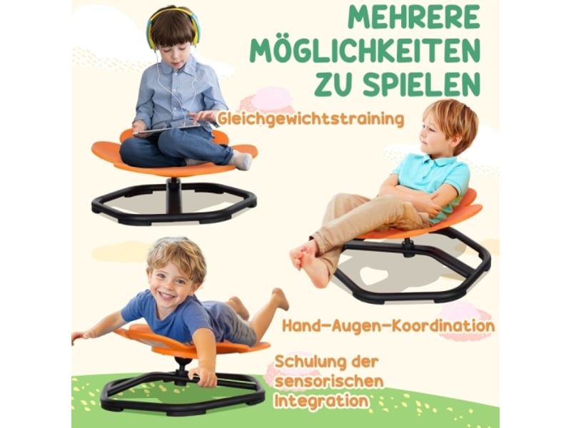 Chaise sensorielle enfant orange, siège rotatif d’équilibre, entraînement sensoriel, plastique  - Conforama D