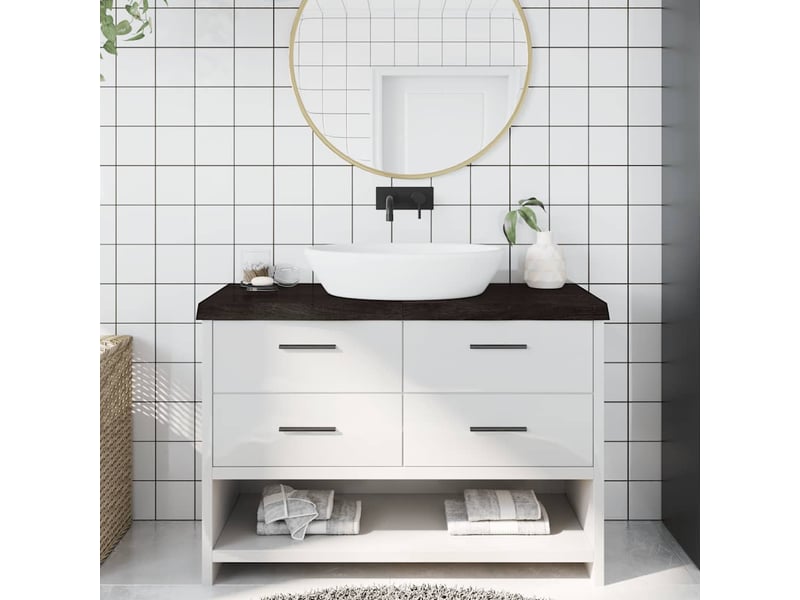  Comptoir de salle de bain, plan de travail marron foncé bois massif traité cf65871  - Conforama B