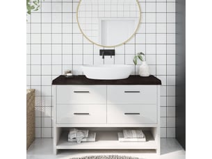 Comptoir de salle de bain, plan de travail marron foncé bois massif traité cf65871