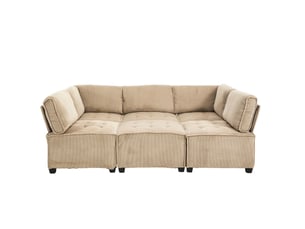 Canapé modulable tcqpz 6 places 308 x 154 x 81,99 cm velours côtelé kaki convertible en couchage