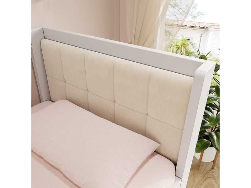  Lit gigogne 90x190 cm - lit 2 personnes avec tiroir 90x190 cm - idéal petit appartement - bois de pin - blanc  - Conforama W