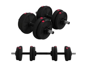 Haltères 2 en 1 réglables, haltères libres avec poignées antidérapantes, 15kg - barres incluses