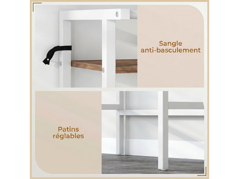 Étagère de machine à laver 3 niveaux, marron et blanc, meuble pour lave-linge et sèche-linge avec barre de suspension - Conforama W