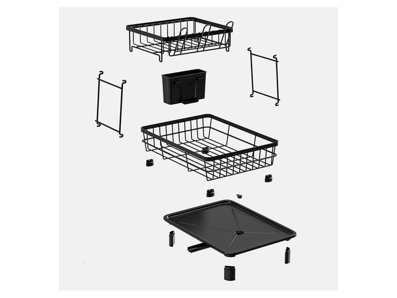 Egoutoire vaisselle cuisine 2 niveaux avec porte-gobelets et porte-ustensiles  - Conforama E