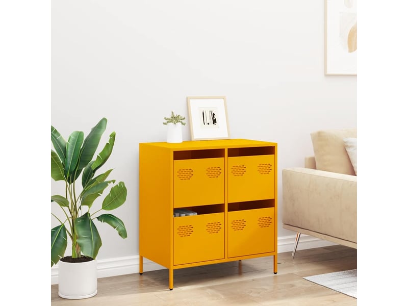  Buffet - bahut - meuble de rangement jaune moutarde 68x39x73,5 cm acier laminé à froid  - Conforama C