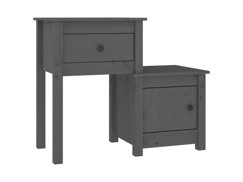  Lot de 2 tables de chevet - cabinet de chevet - table de nuit gris 79,5x38x65,5 cm bois de pin massif  - Conforama B