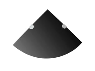 Étagère d'angle murale, étagère de coin avec supports chromés verre noir 35 x 35 cm cf41421