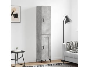 Buffet haut - bahut - meuble de rangement gris béton 34,5x34x180 cm bois d'ingénierie