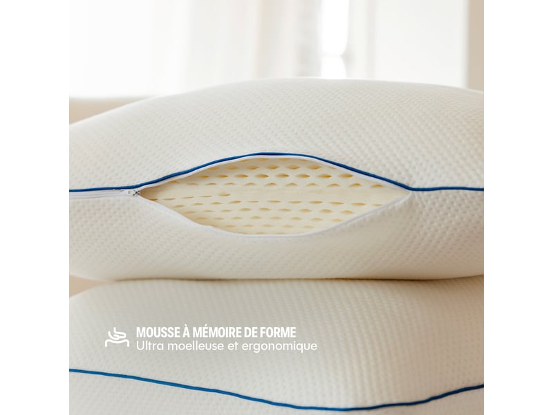  Oreiller memory air - mémoire de forme - à l'unité - 50x70 cm Memory Air - Conforama D