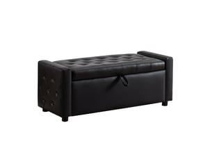Banc coffre banc de lit 122x45x47 cm, rangement intégré, design simple, similicuir, meuble chambre et salon, en noir