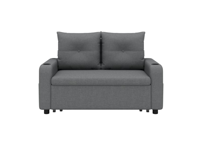Canapé convertible 2 places 3 en 1 gris en tissu aspect lin, avec fonction lit, usb et espace de rangement, longueur dépliée 187 cm - Conforama A