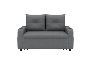 Canapé convertible 2 places 3 en 1 gris en tissu aspect lin, avec fonction lit, usb et espace de rangement, longueur dépliée 187 cm
