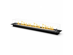 Brûleur de cheminée bioéthanol encastrable 2 litres, 119 x 21 x 19,4 cm, avec verre cristal et acier inoxydable
