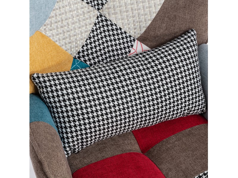  Fauteuil 69x95,5x51 cm, repose-pieds, coussin confortable, design vivant, idéal tout espace, assise mousse, multicolore  - Conforama E