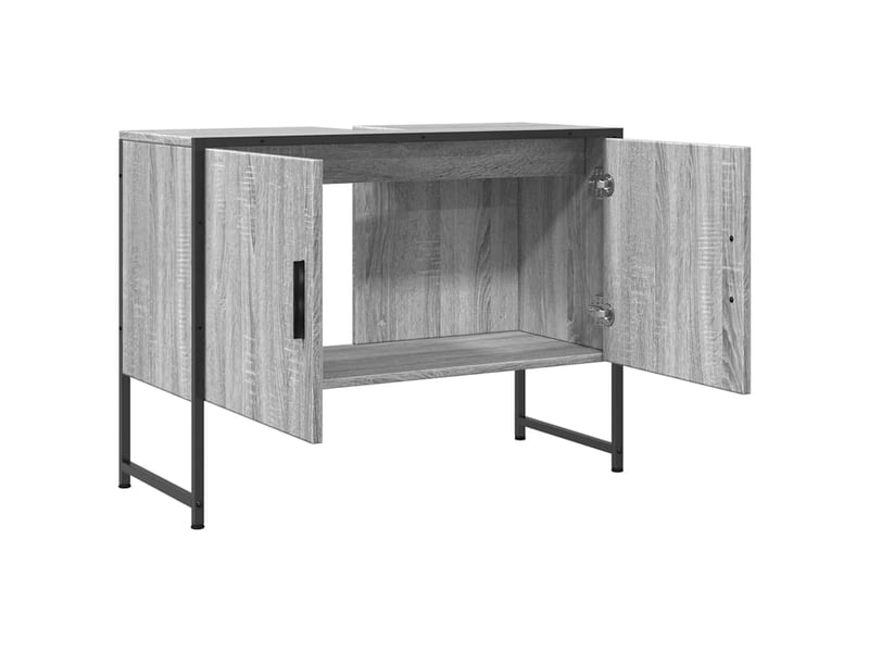  Armoire lavabo salle de bain, meuble de rangement sonoma gris bois d'ingénierie  - Conforama E