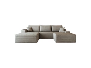 Canapé droit fixe <strong></strong> <strong></strong> 4 places Velours côtelé beige