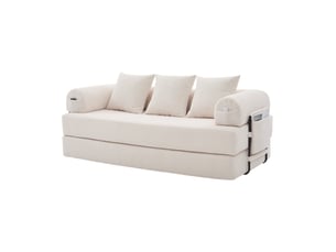 Canape modulaire 200 x 94 x 67 cm – beige – 3 places, poches de rangement et montage rapide