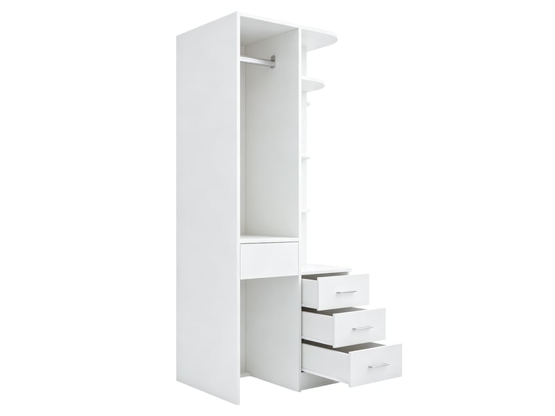  Armoire dressing,70x55x175 cm,avec penderie, étagères et tiroirs,mdf,blanche  - Conforama A