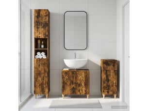 Ensemble de meuble de salle de bain 3 pièces alkmaar chêne fumé cf63296