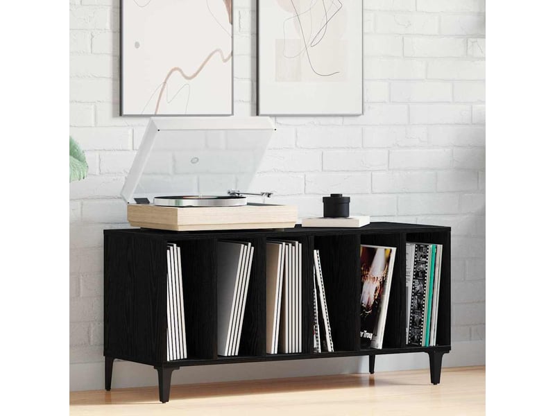  Meuble à vinyles, armoire à disques chêne noir 100x38x48 cm bois d'ingénierie shl38092  - Conforama B