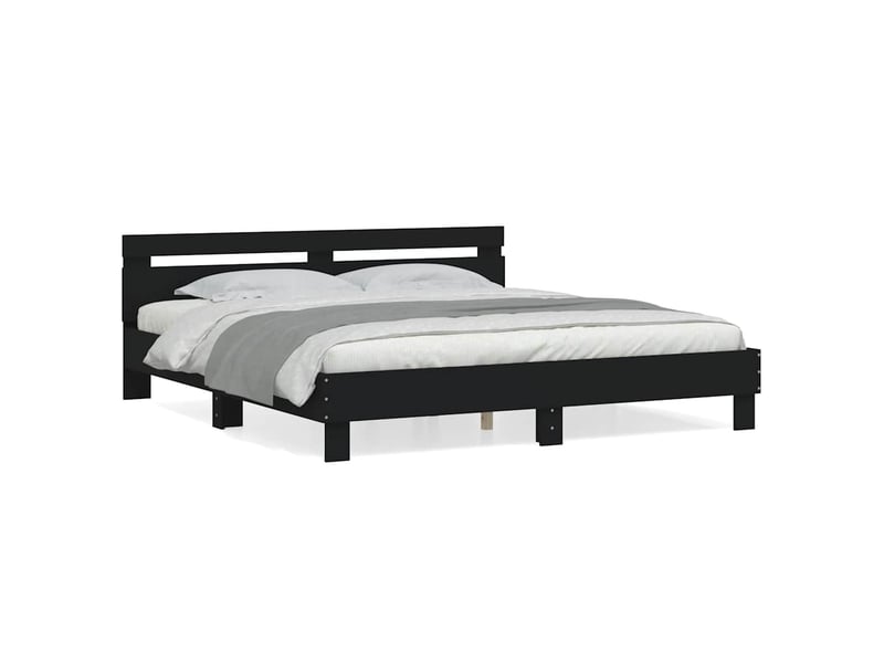  Lit double- lit adulte -  cadre de lit sans matelas noir 200x200 cm  - Conforama A
