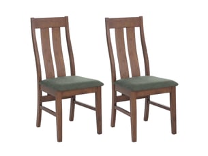 Lot de 2 chaises de salle à manger hwc-m58, chaises de cuisine, chaises à dossier, tissutextile, bois massif - structure foncée, vert foncé
