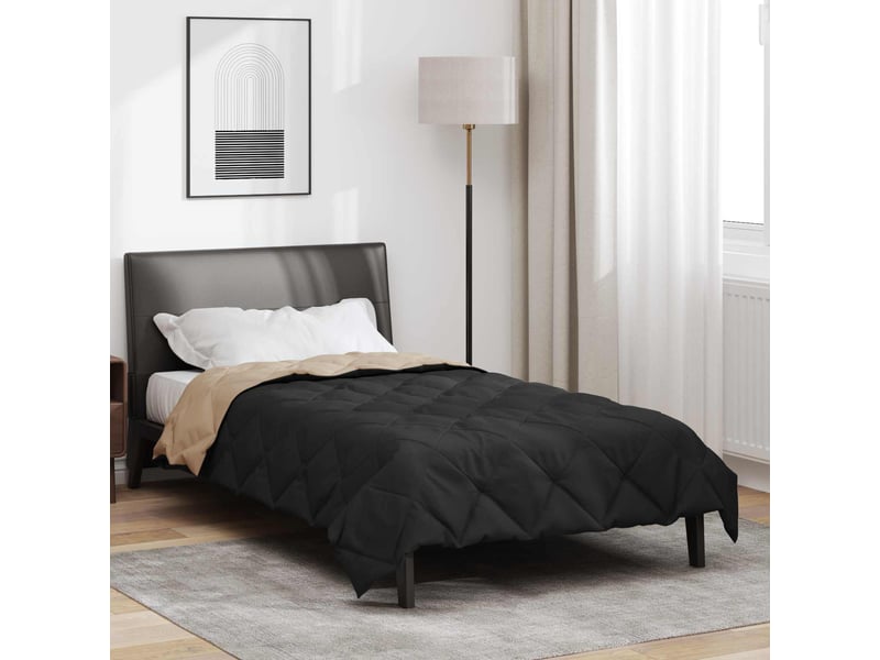  Duvet - couette d'été simple 200 x 155 cm été 200 gsm noir et taupe  - Conforama B