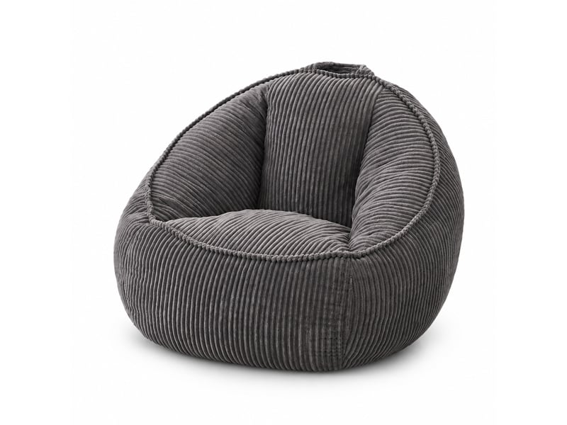  Fauteuil poire pour enfant modenvie en velours côtelé gris avec garnissage mousse, 69 x 72 x 51 cm  - Conforama A