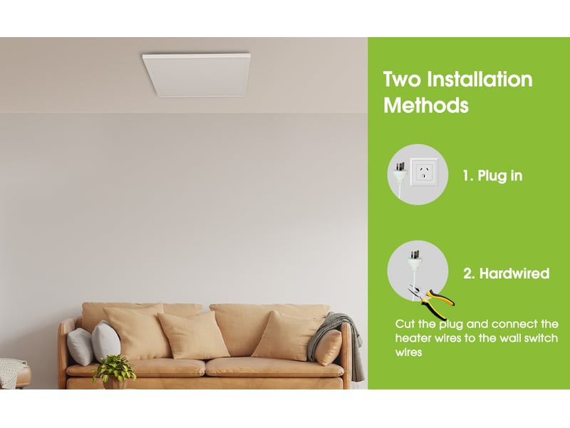  Panneau chauffant électrique de plafond en aluminium blanc 108 × 63 cm, fil nicr, protection anti-surchauffe  - Conforama C
