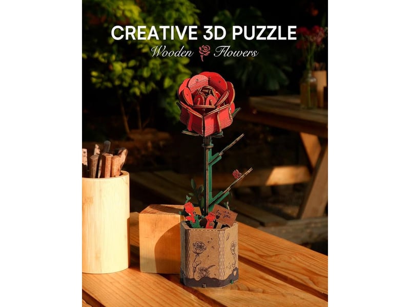  Fleurs artificielles deco, puzzle 3d bois, maquette en bois a construire, construction adulte, cadeaux anniversaire femmes pour la saint-valentin &amp; décoration d'intérieur, tw041  - Conforama B