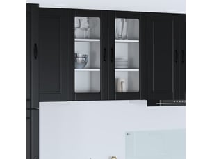 Meuble mural de cuisine, cabinet en verre mural noir 40x31x80cm shl6856