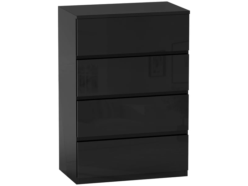  Commode en bois à 4 tiroirs, meuble de chambre moderne et multifonctionnel, 55 x 33 x 80 cm, noir  - Conforama A