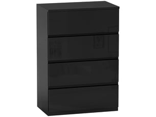Commode en bois à 4 tiroirs, meuble de chambre moderne et multifonctionnel, 55 x 33 x 80 cm, noir