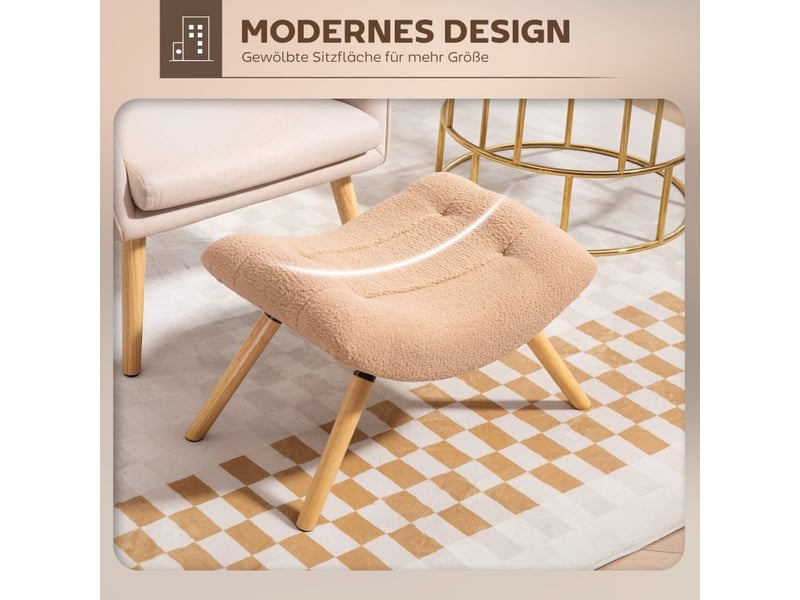  Pouf 67x45x38 cm design pieds en bois marron  - Conforama C