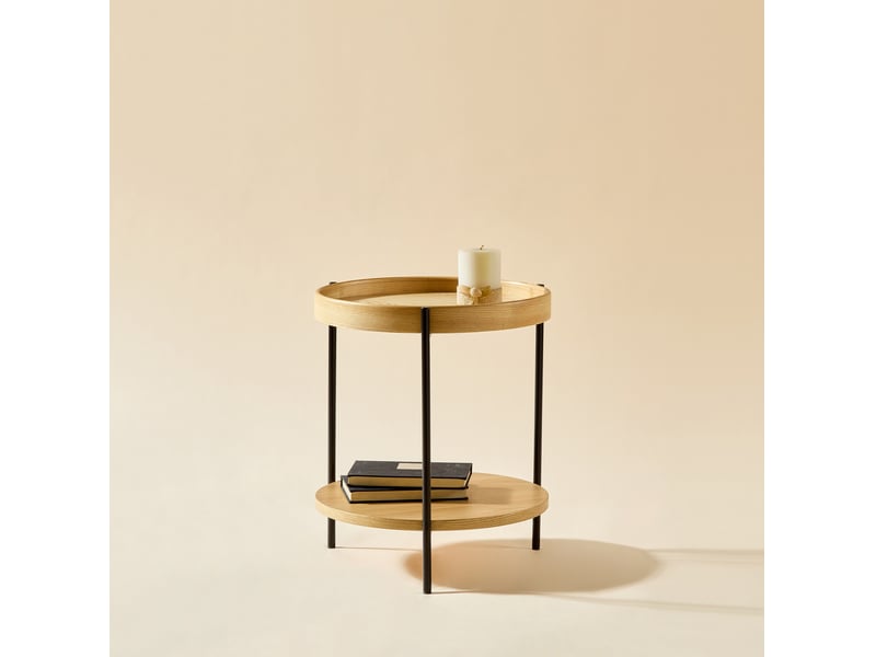  Table d’appoint ronde à 2 niveaux 44x44x48 cm bois et mdf naturel  - Conforama B