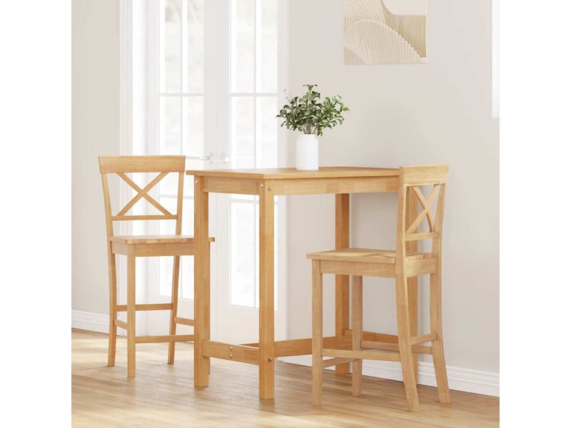  Lot de 2 tabouret de bar, chaise de bar en bois massif naturel et caoutchouc shl96265  - Conforama C