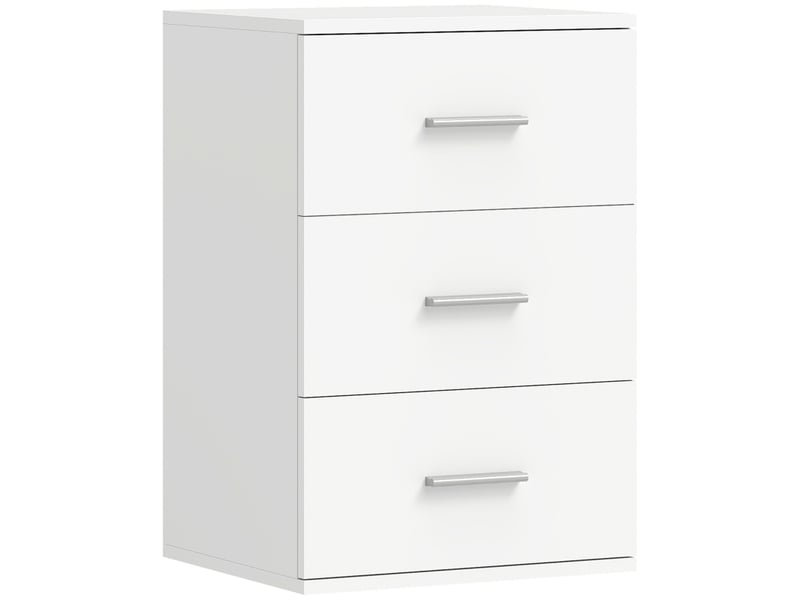  Table de chevet avec 3 tiroirs et rangement intégré pour chambre en mdf 40×35×60 cm blanche  - Conforama A