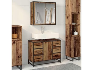 Ensemble de mobilier de salle de bain 2 pc bois ancien cf64019