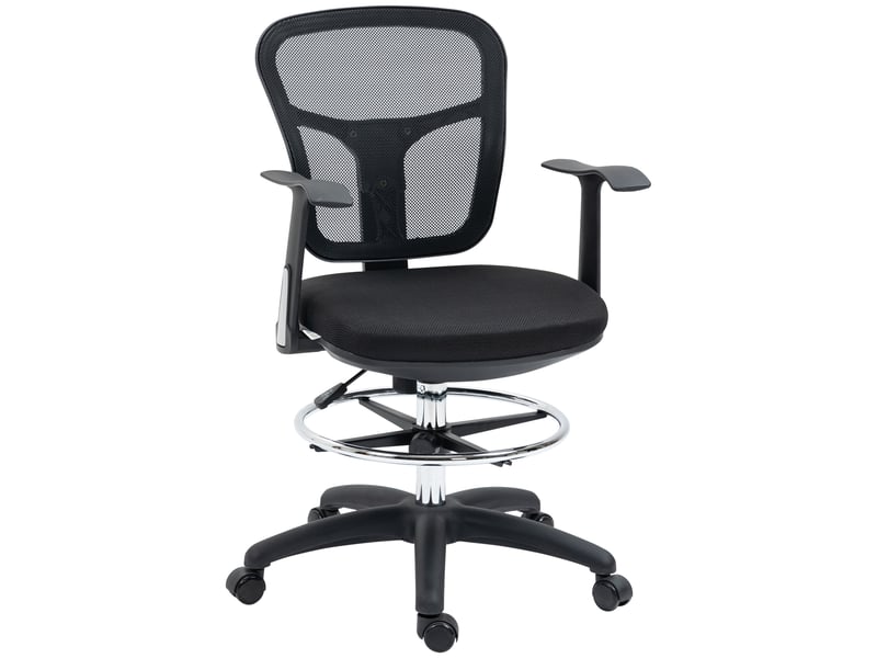  Chaise de bureau ergonomique,59x59 cm,avec repose-pieds,polyester,noir  - Conforama A