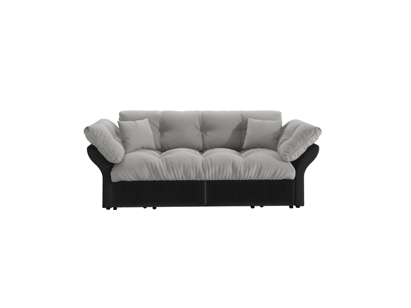  Canapé convertible 3 en 1 190x85x91 cm gris clair en velours, couchage 154x203 cm pour 2 personnes  - Conforama A