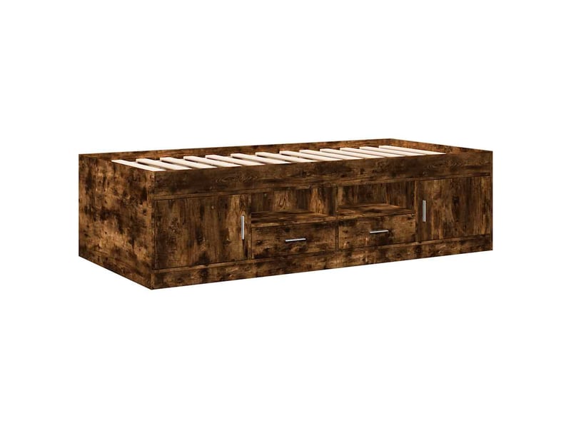  Lit simple- lit adulte -  lit de jour avec tiroirs sans matelas chêne fumé 90x190 cm  - Conforama B