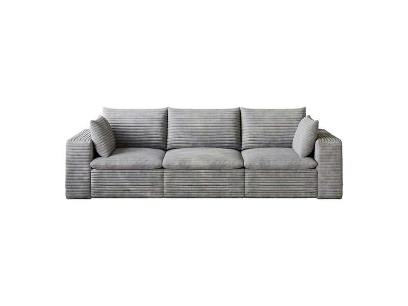  Canapé nuage 260 cm en velours côtelé gris foncé 3 places sans montage  - Conforama A