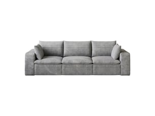 Canapé nuage 260 cm en velours côtelé gris foncé 3 places sans montage
