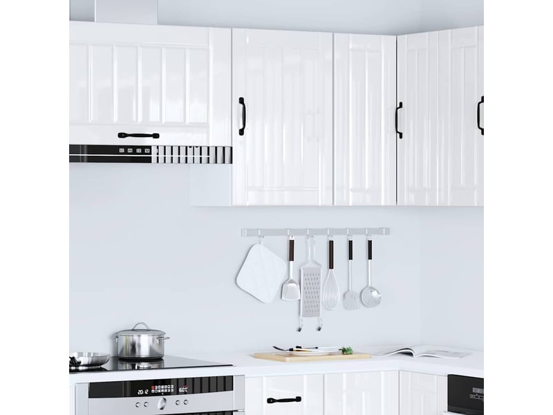  Armoire murale de cuisine lucca blanc brillant bois ingénierie shl4025  - Conforama D