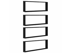 Lot de 4 étagères murales cube, étagères suspendues chêne noir 100x15x30 cm bois cf43245