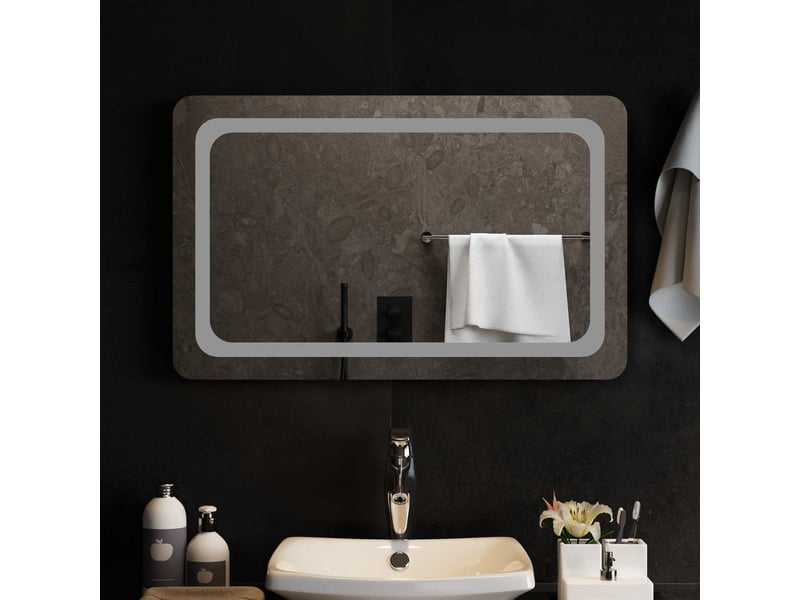  Miroir de salle de bain, miroir de toilette led transparent 80 x 50 cm verre trempé cf62617  - Conforama B