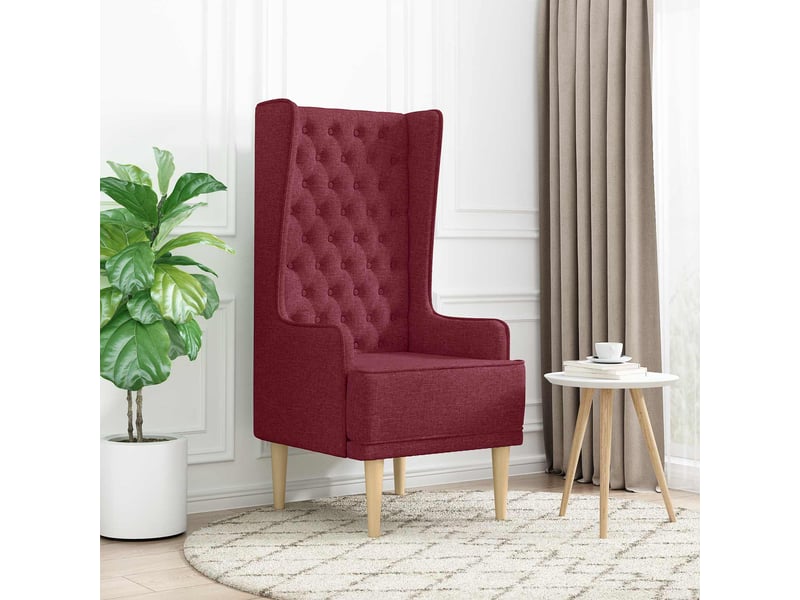  Vidaxl chaise à dossier haut avec boutons capitonnés bordeaux tissu  - Conforama B